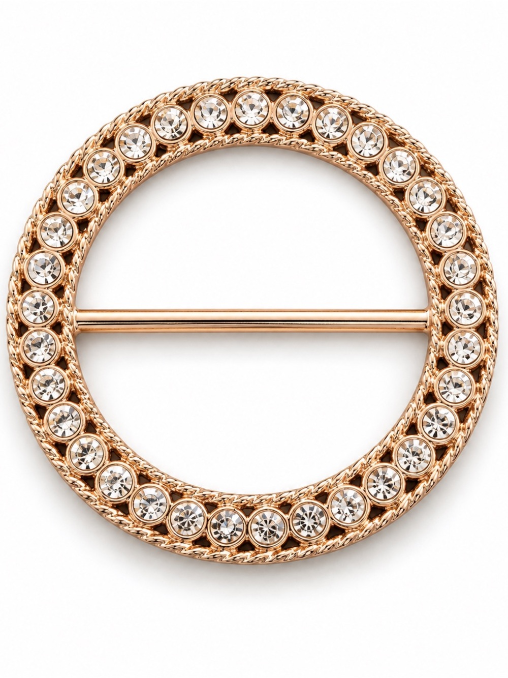 New Gold-Tone Rhinestone T-Shirt Cinch Ring Styling Buckle
